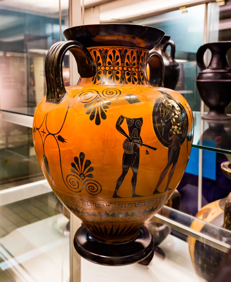 Exekias - Abv 144 8 - Achilles And Penthesilea - Memnon Between Two Of His Soldiers - London Bm 1849-0518-10 - 