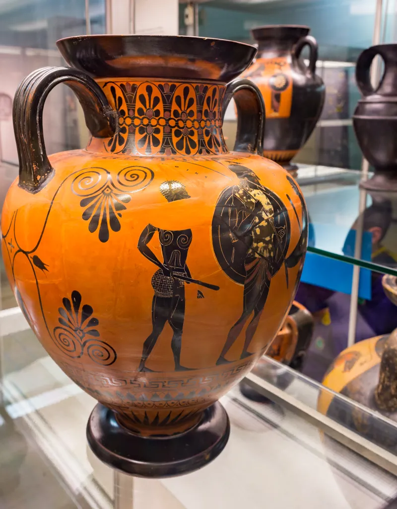 Exekias - Abv 144 8 - Achilles And Penthesilea - Memnon Between Two Of His Soldiers - London Bm 1849-0518-10 - 