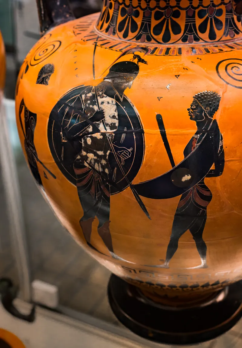 Exekias - Abv 144 8 - Achilles And Penthesilea - Memnon Between Two Of His Soldiers - London Bm 1849-0518-10 - 