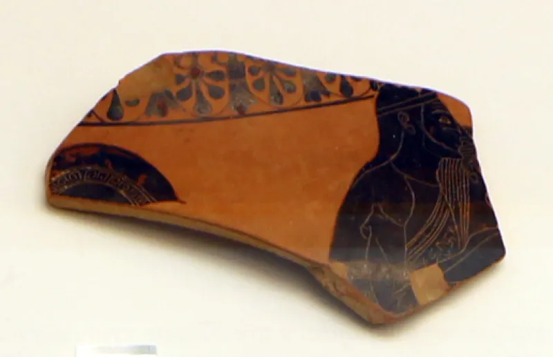 Exekias, Frammento Di Anfora Con Anchise Che Fugge Da Troia Sulle Spalle Di 