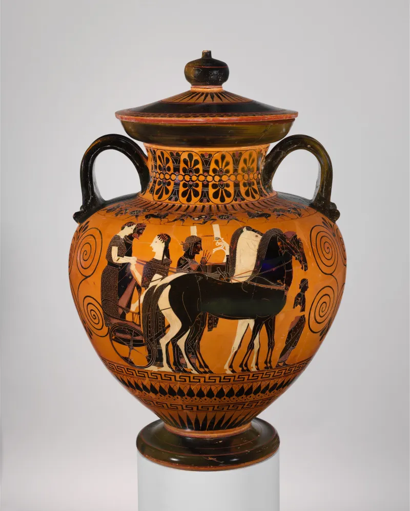 Terracotta Neck-Amphora (Jar) With Lid And Knob Met 