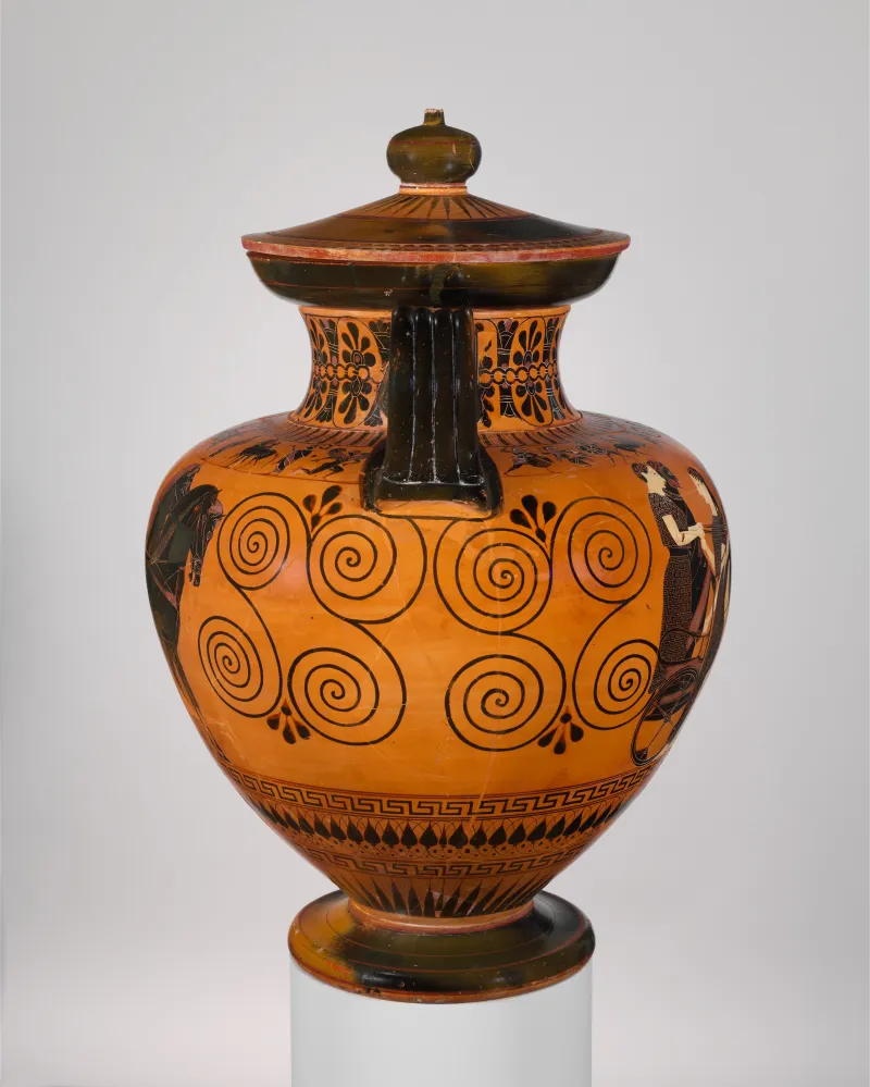 Terracotta Neck-Amphora (Jar) With Lid And Knob Met 