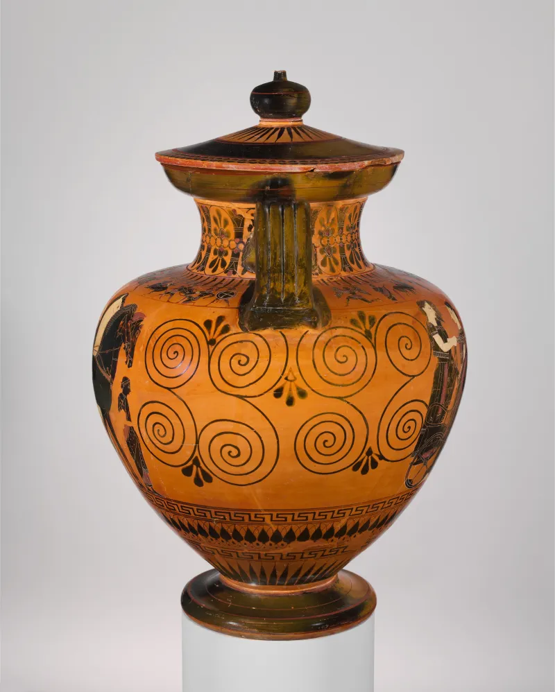 Terracotta Neck-Amphora (Jar) With Lid And Knob Met 