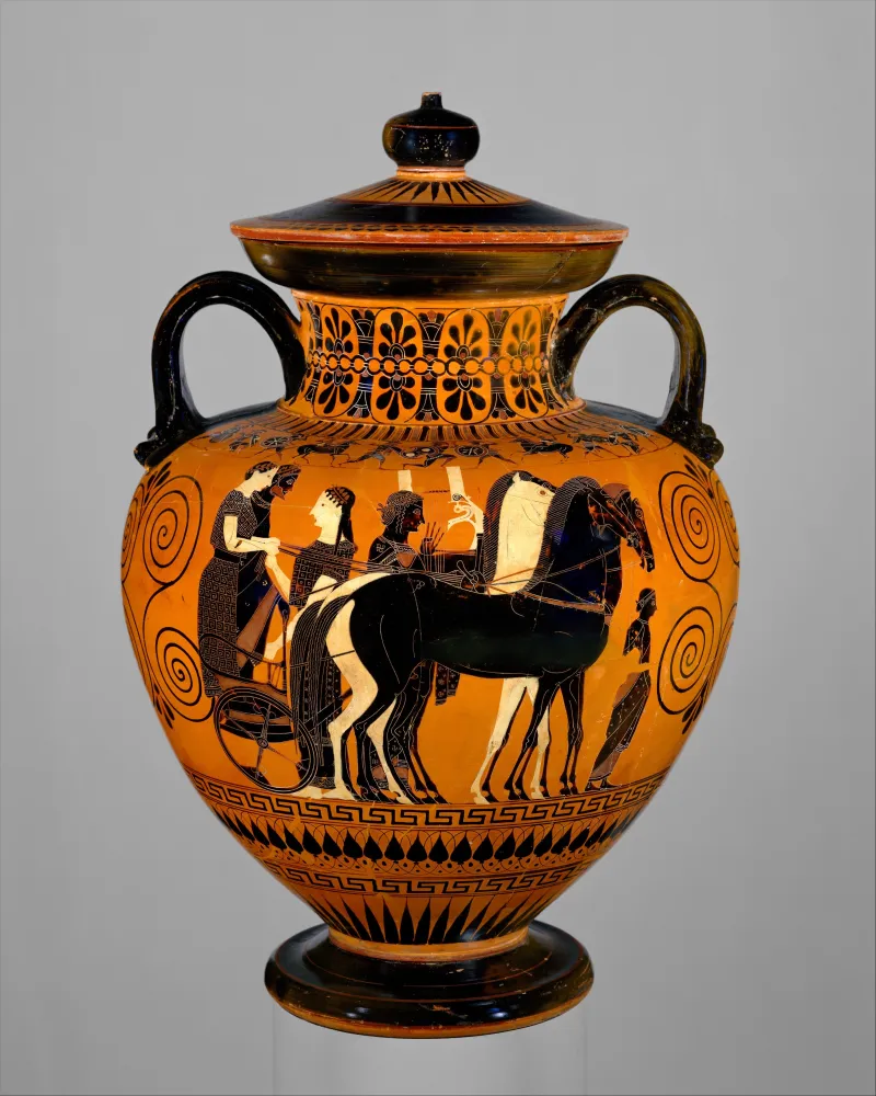 Terracotta Neck-Amphora (Jar) With Lid And Knob Met 
