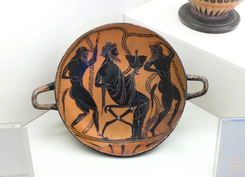Exergon Painter - Abv 213 11 - Dionysos With Satyrs - Roma Mnevg 50613 - 