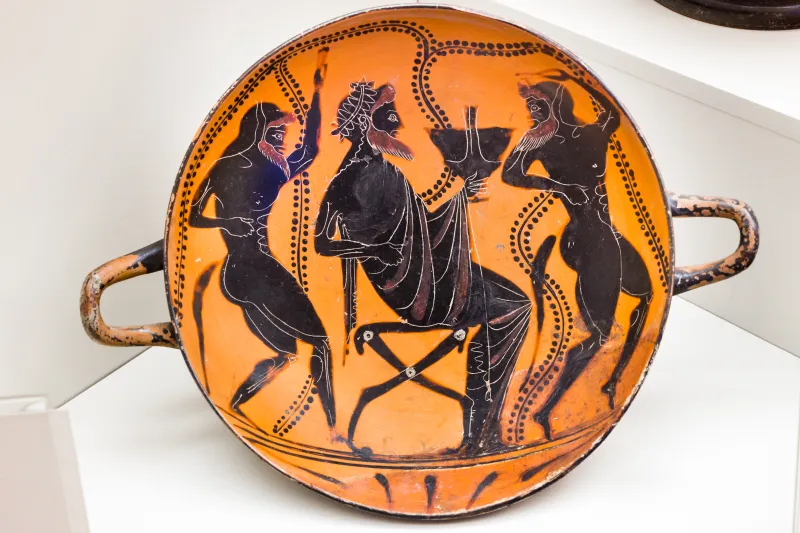 Exergon Painter - Abv 213 11 - Dionysos With Satyrs - Roma Mnevg 50613 - 