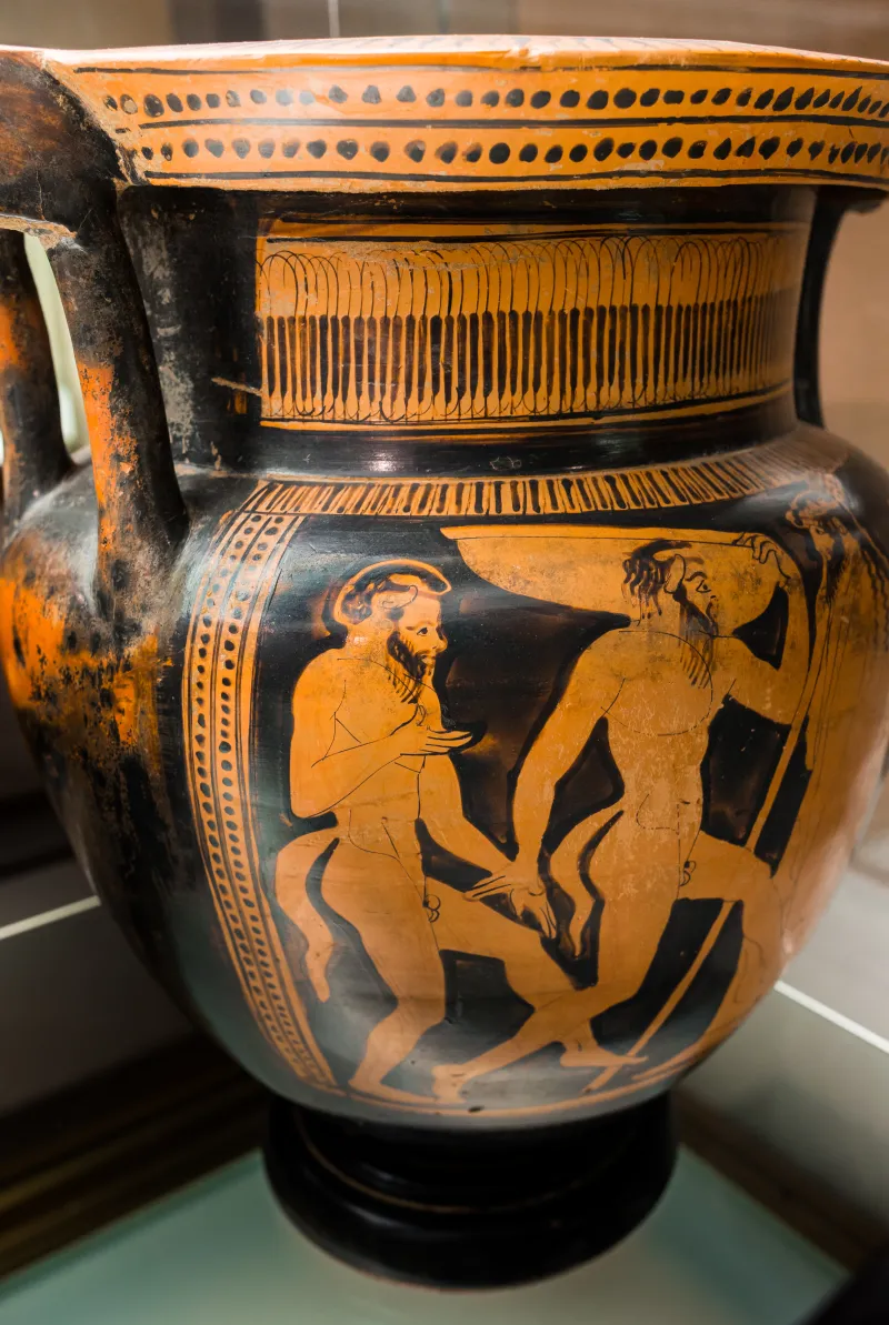Florence Painter Arv 541 4Extra Dionysos And Three Satyrs Producing Wine - Three Draped Figures 