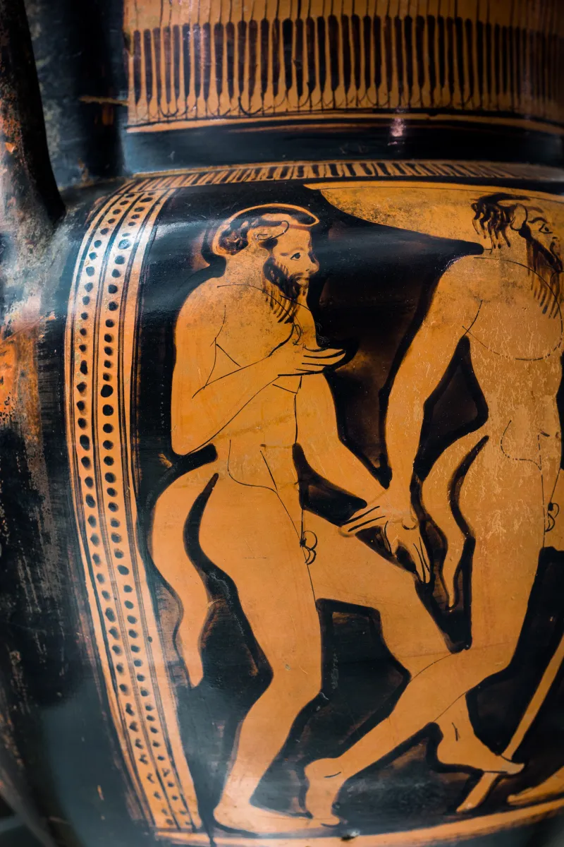 Florence Painter Arv 541 4Extra Dionysos And Three Satyrs Producing Wine - Three Draped Figures 
