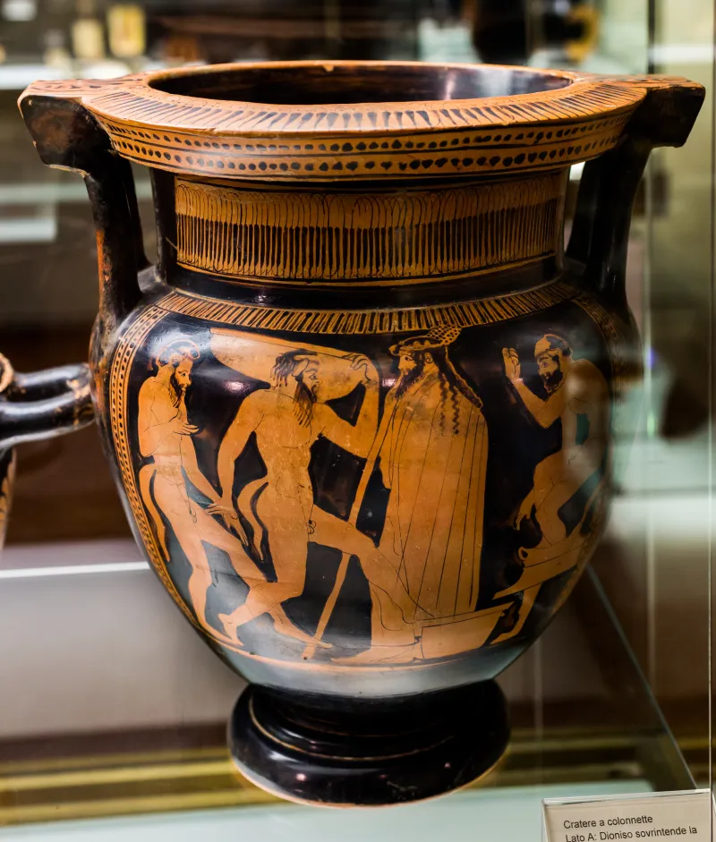Florence Painter Arv 541 4Extra Dionysos And Three Satyrs Producing Wine - Three Draped Figures 