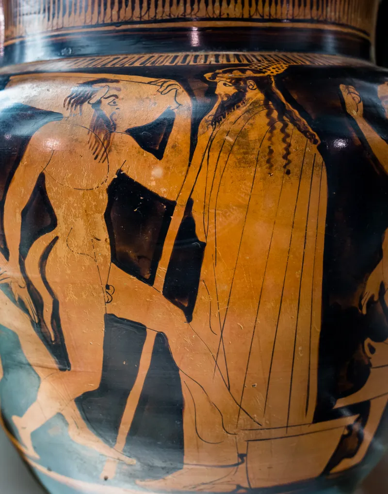 Florence Painter Arv 541 4Extra Dionysos And Three Satyrs Producing Wine - Three Draped Figures 