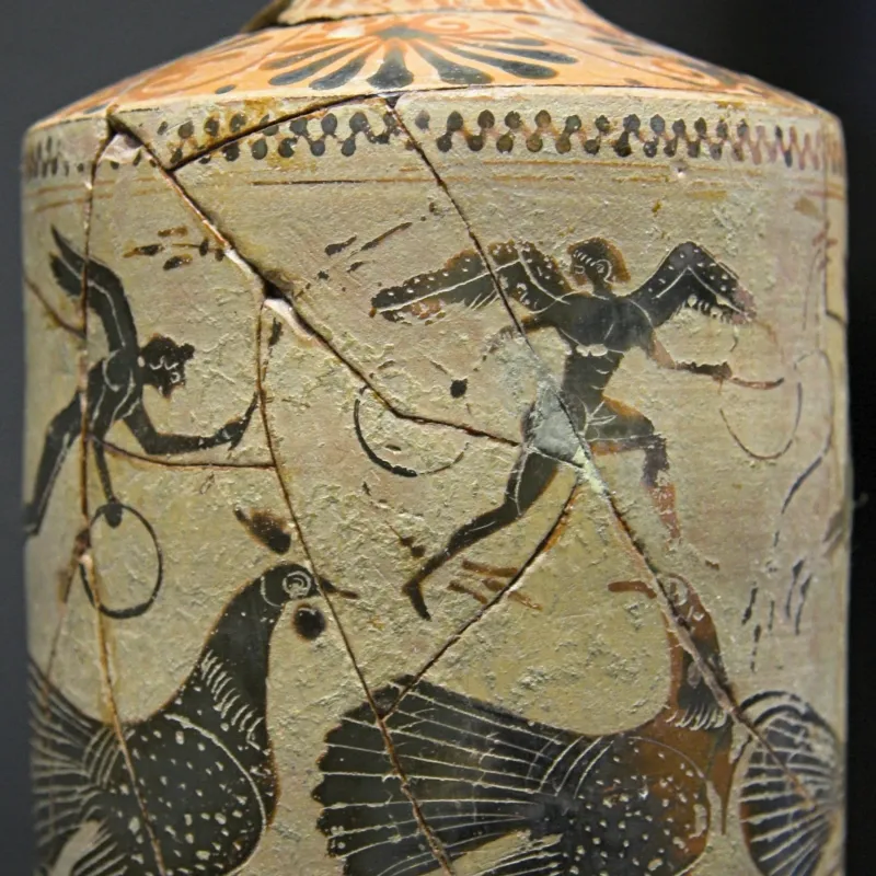 Black Figure Lekythos, 510-500 Bc, Nikai, Roosters, Am Syracuse, 