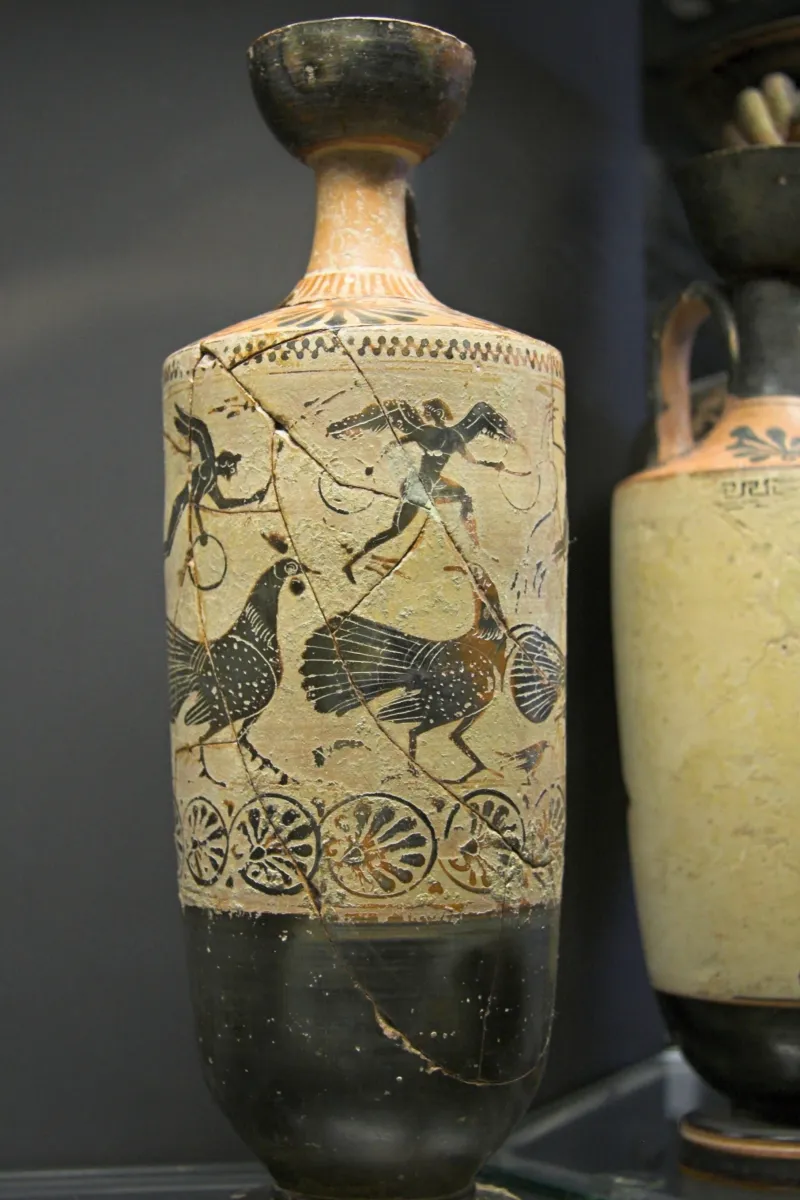 Black Figure Lekythos, 510-500 Bc, Nikai, Roosters, Am Syracuse, 