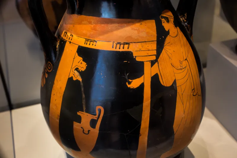 Geras Painter Arv 286 18 Satyr At The Fountain House - Woman At The Fountain House 