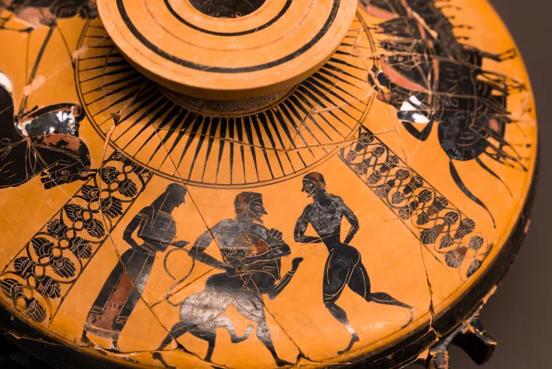 Group E - Abv 138 Extra - Herakles And The Lion - Couple In Chariot - Charioteer And Hoplite In Chariot - Potenza Mandbda 98278 And 98279 - 