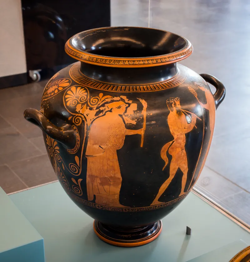 Group Of Polygnotos Arv 1051 7Bis Return Of Hehpaistos - Satyr And Two Maenads 