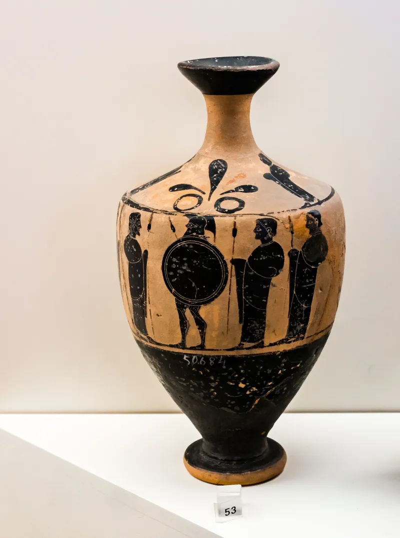 Group Of Hoplite Leaving Home - Abv 464 2 - Hoplite Between Draped Men And Youths - Roma Mnevg 