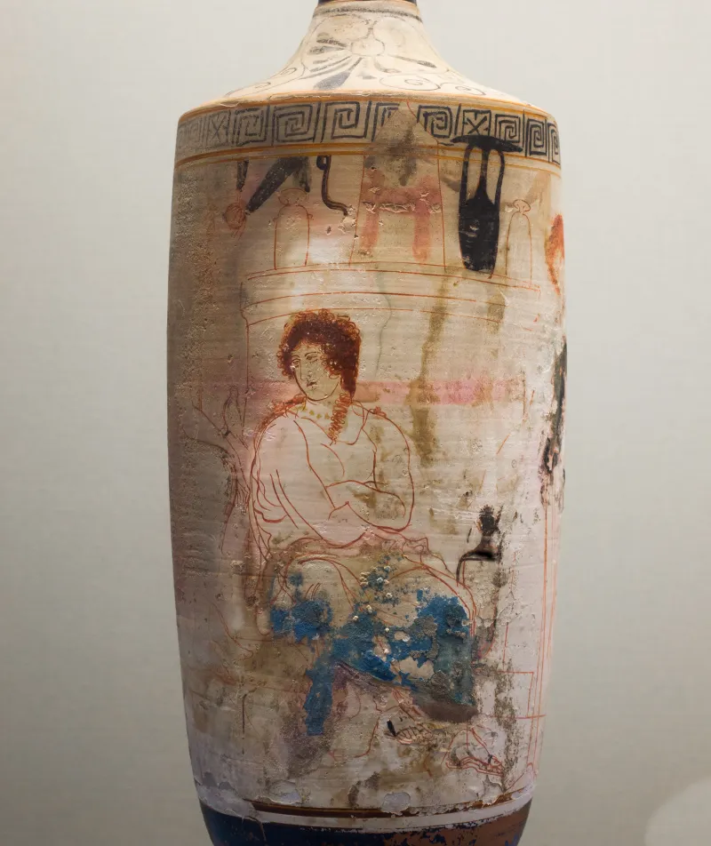 Group R Arv 1384 15 Man And Woman Approaching Tomb Stele At Which A Woman Sits 