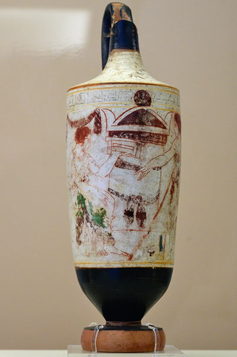White-Ground Lekythos, Group R, 420 Bc, Kerameikos Mus, 