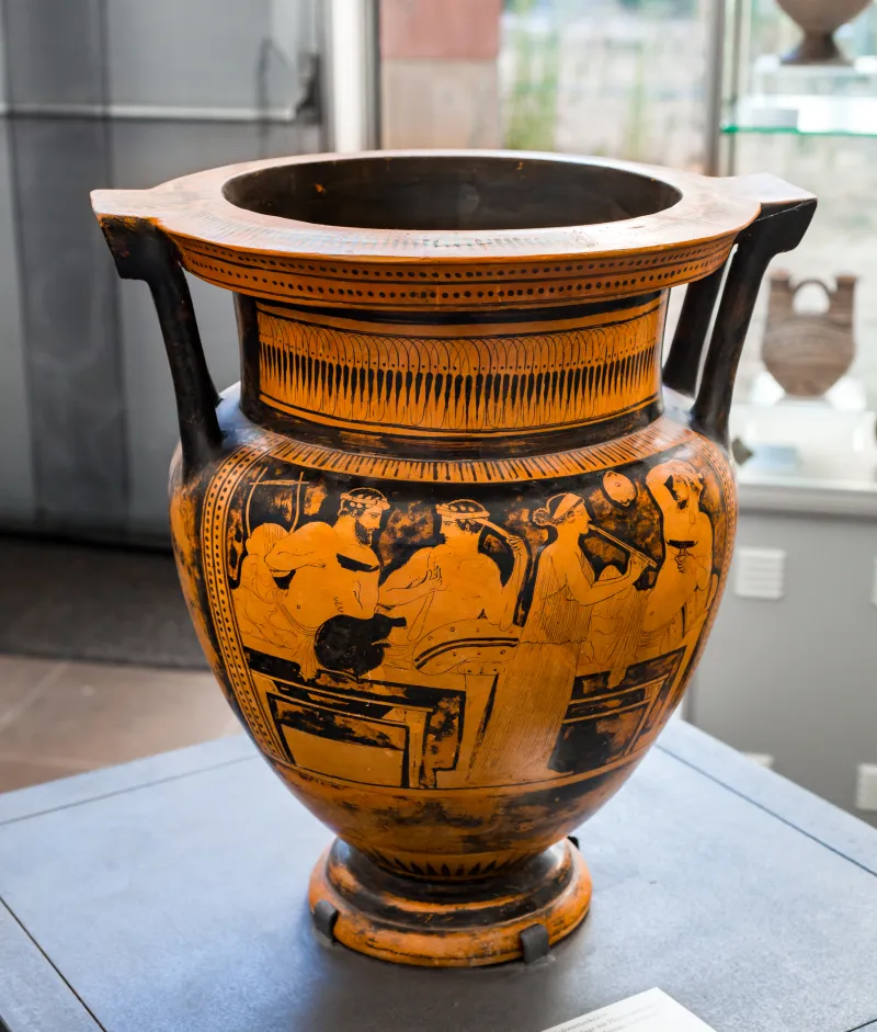 Hephaistos Painter - Arv 1115 Extra - Symposion - Draped Youths - Frankfurt Am 87-20 - 