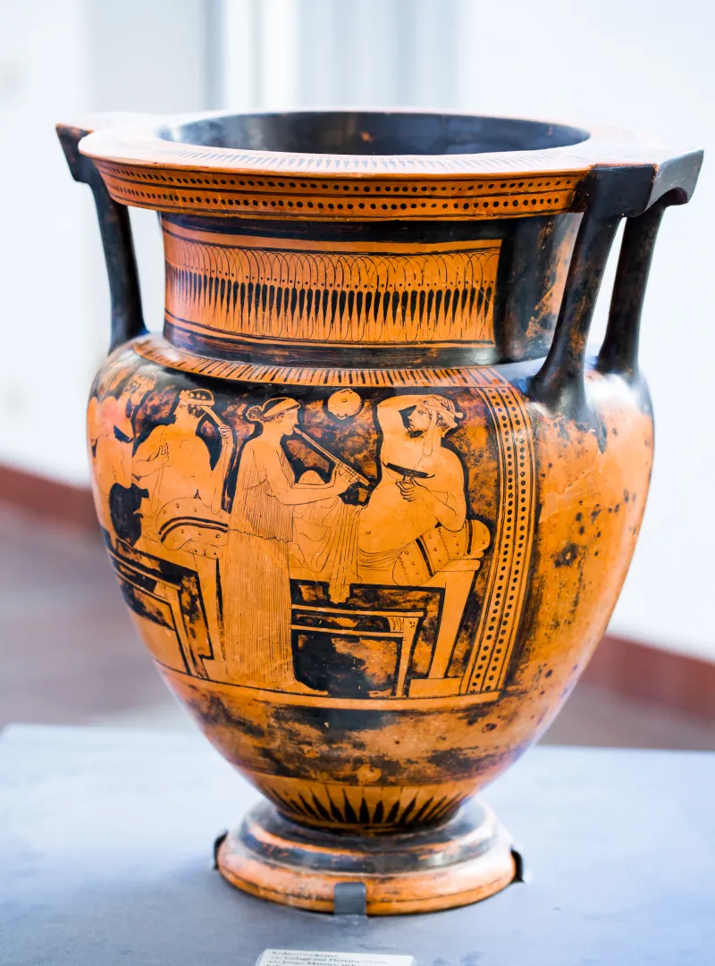 Hephaistos Painter - Arv 1115 Extra - Symposion - Draped Youths - Frankfurt Am 87-20 - 