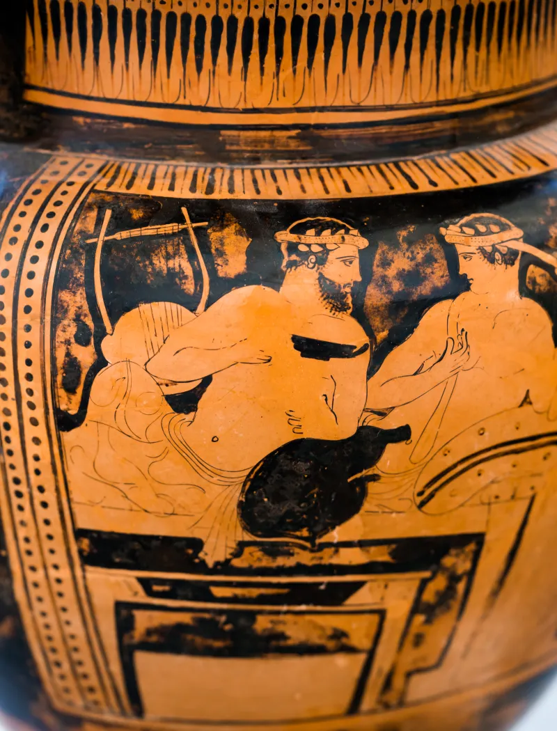 Hephaistos Painter - Arv 1115 Extra - Symposion - Draped Youths - Frankfurt Am 87-20 - 