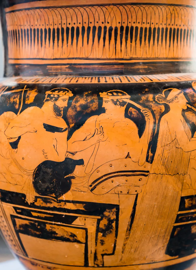 Hephaistos Painter - Arv 1115 Extra - Symposion - Draped Youths - Frankfurt Am 87-20 - 