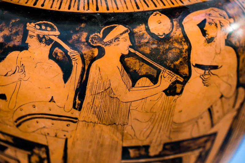 Hephaistos Painter - Arv 1115 Extra - Symposion - Draped Youths - Frankfurt Am 87-20 - 