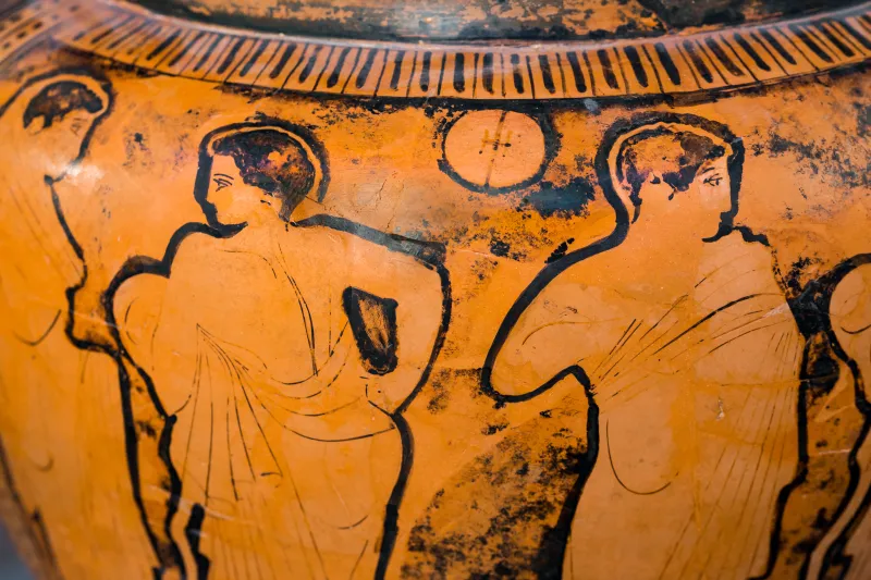 Hephaistos Painter - Arv 1115 Extra - Symposion - Draped Youths - Frankfurt Am 87-20 - 