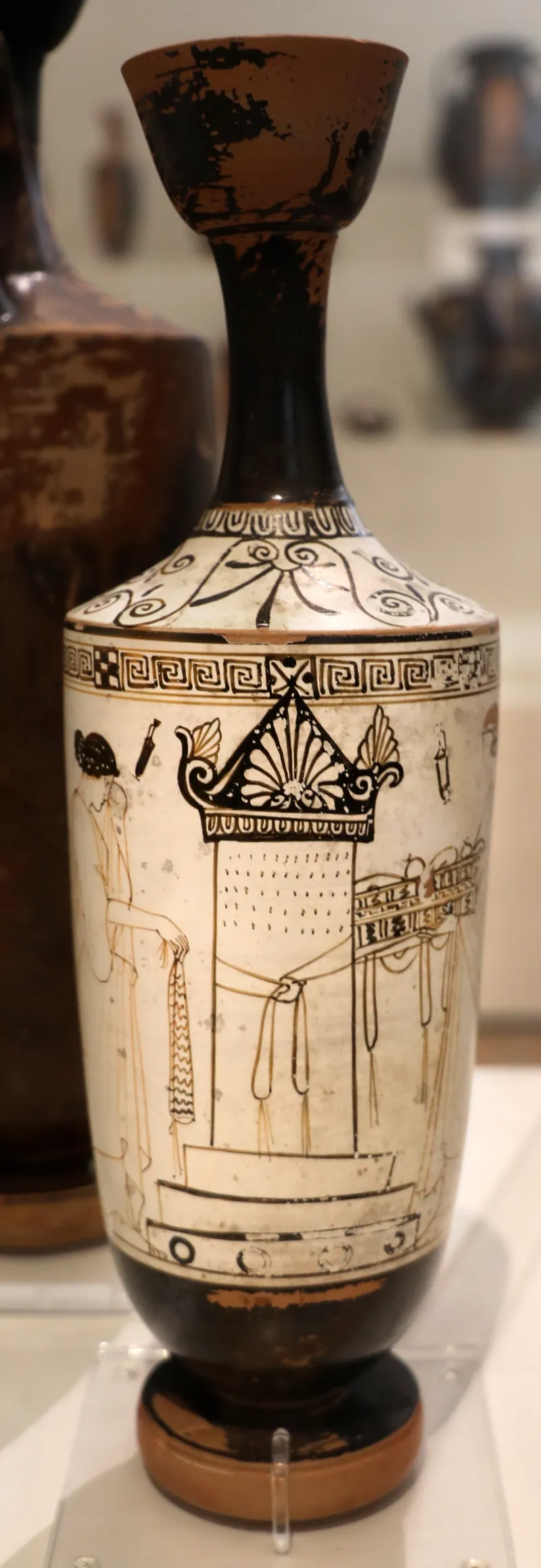 Primo Periodo Classico, Lekythos Attico A Sfondo Bianco Con Visita Alla Tomba, Da Atene, Pittore Dell'iscrizione, 475-450 Ac 1958, 