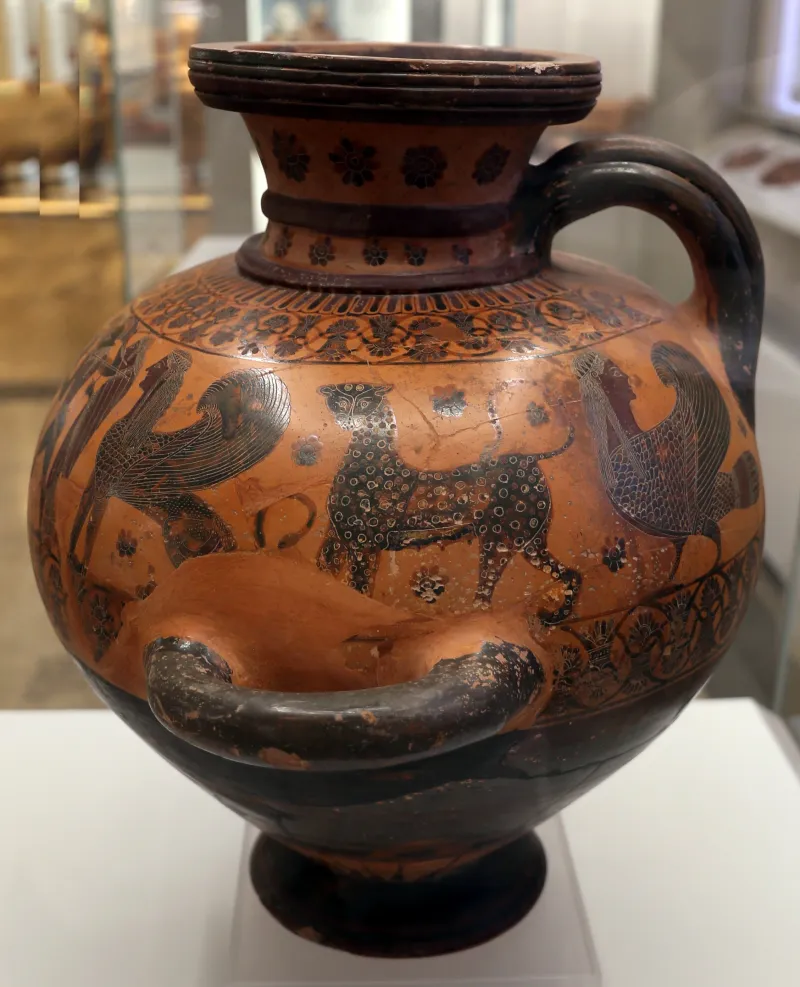 Cerchia Di Kleitias, Hydria Con Combattimento, Sfingi, Pantera E Arpia, Dalla Tomba Dei Leoni Dipinti Alla Banditaccia, 560-550 Ac 