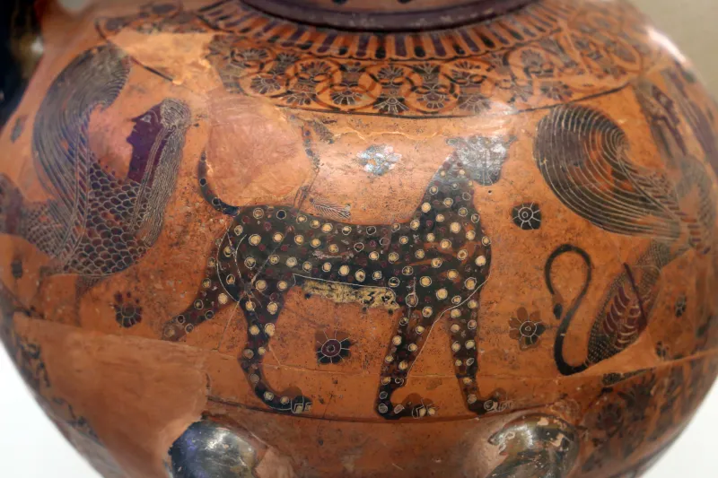 Cerchia Di Kleitias, Hydria Con Combattimento, Sfingi, Pantera E Arpia, Dalla Tomba Dei Leoni Dipinti Alla Banditaccia, 560-550 Ac 