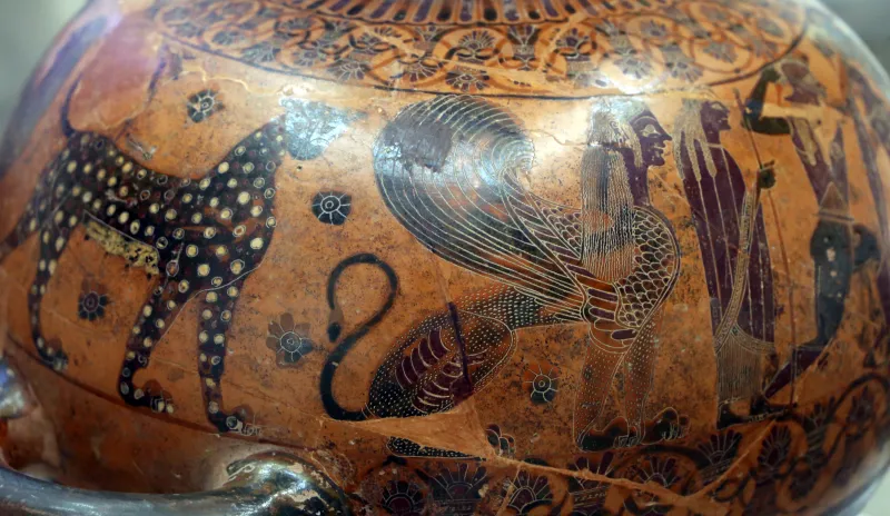 Cerchia Di Kleitias, Hydria Con Combattimento, Sfingi, Pantera E Arpia, Dalla Tomba Dei Leoni Dipinti Alla Banditaccia, 560-550 Ac 