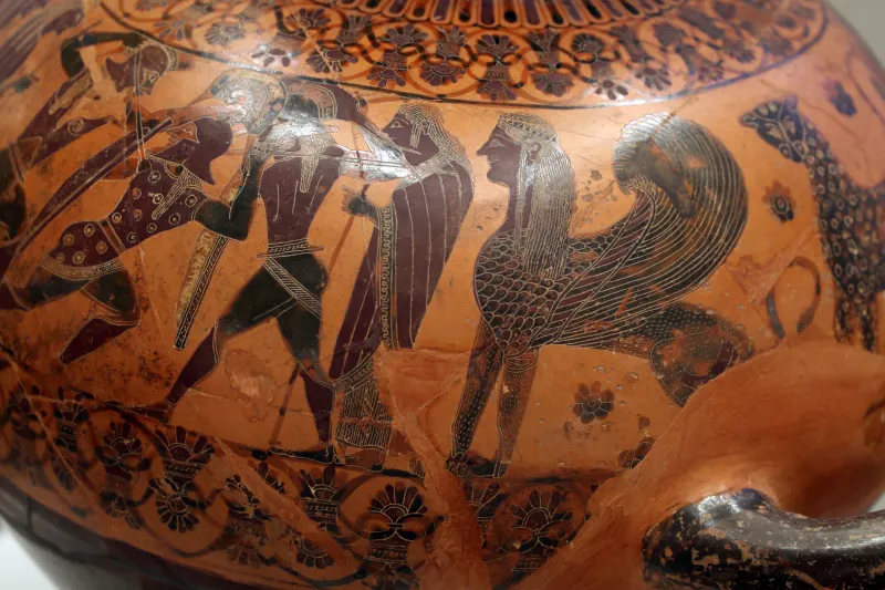 Cerchia Di Kleitias, Hydria Con Combattimento, Sfingi, Pantera E Arpia, Dalla Tomba Dei Leoni Dipinti Alla Banditaccia, 560-550 Ac 