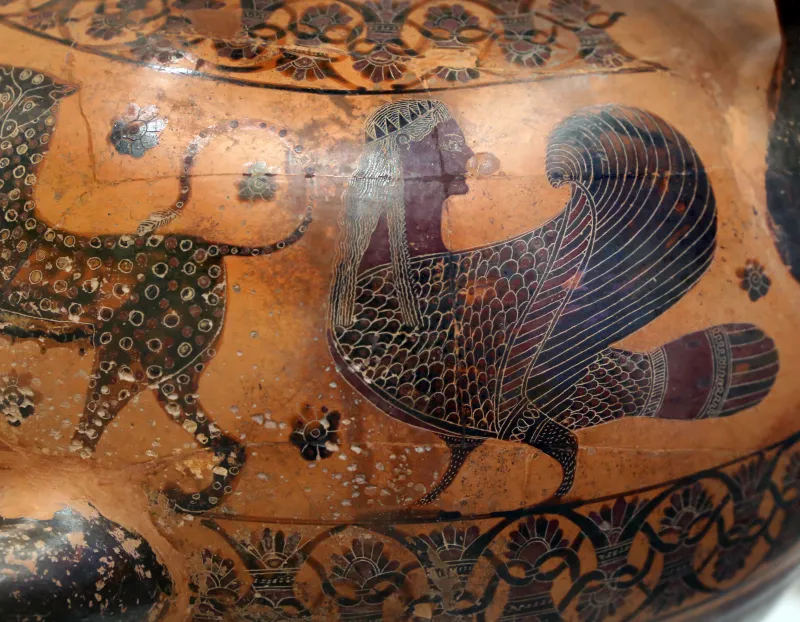 Cerchia Di Kleitias, Hydria Con Combattimento, Sfingi, Pantera E Arpia, Dalla Tomba Dei Leoni Dipinti Alla Banditaccia, 560-550 Ac 