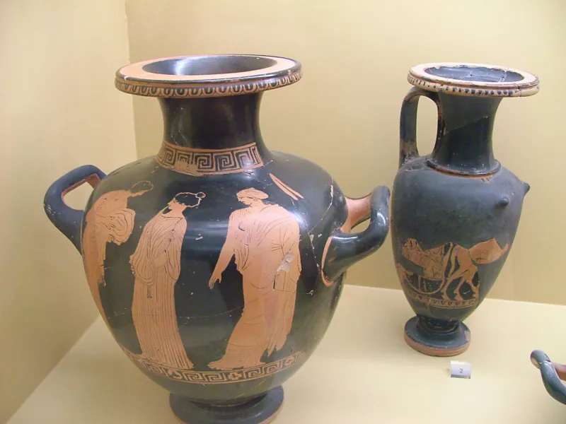 Hydria Illustrating Three Women 430 Kleophon Kerameikos Archaeological Museum In Athens 