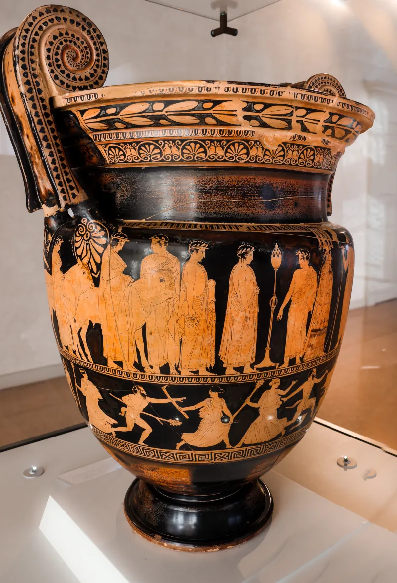 Kleophon Painter - Arv 1143 1 - Sacrifice To Apollon - Return Of Hephaistos - Thiasos Of Satyrs And Maenads - Ferrara Man 44894 - 