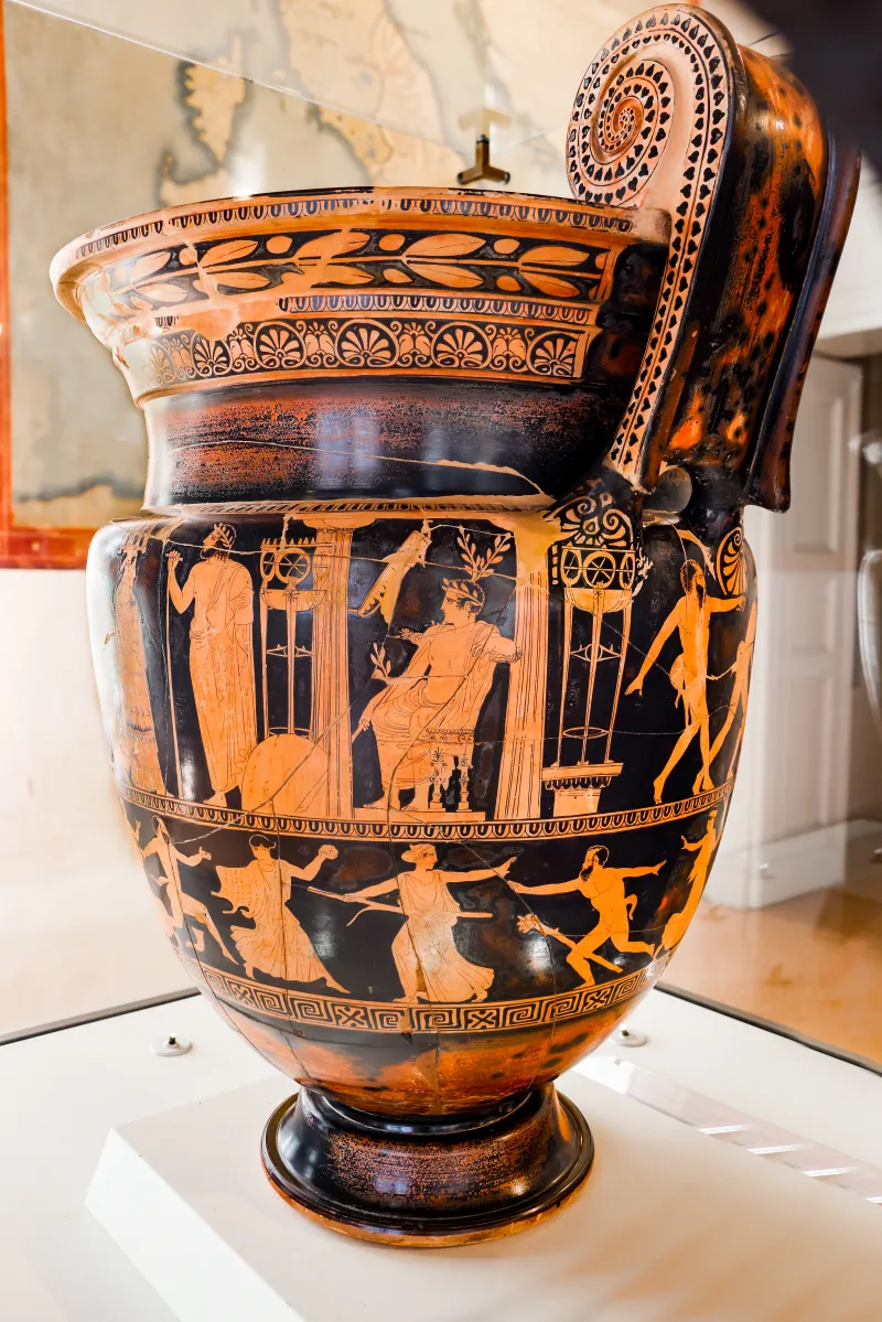 Kleophon Painter - Arv 1143 1 - Sacrifice To Apollon - Return Of Hephaistos - Thiasos Of Satyrs And Maenads - Ferrara Man 44894 - 