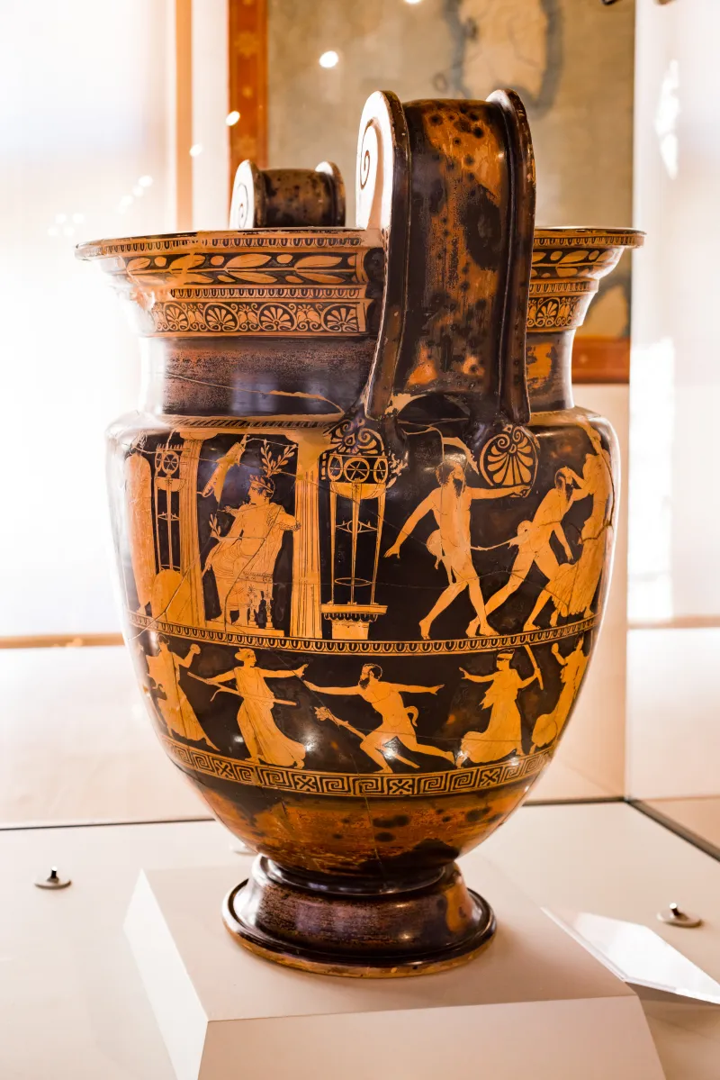 Kleophon Painter - Arv 1143 1 - Sacrifice To Apollon - Return Of Hephaistos - Thiasos Of Satyrs And Maenads - Ferrara Man 44894 - 