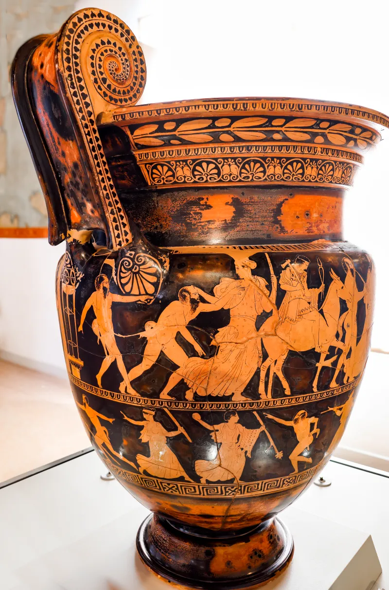 Kleophon Painter - Arv 1143 1 - Sacrifice To Apollon - Return Of Hephaistos - Thiasos Of Satyrs And Maenads - Ferrara Man 44894 - 