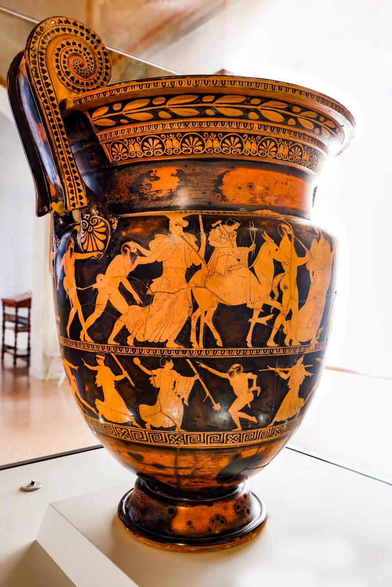Kleophon Painter - Arv 1143 1 - Sacrifice To Apollon - Return Of Hephaistos - Thiasos Of Satyrs And Maenads - Ferrara Man 44894 - 