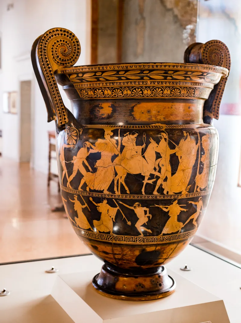 Kleophon Painter - Arv 1143 1 - Sacrifice To Apollon - Return Of Hephaistos - Thiasos Of Satyrs And Maenads - Ferrara Man 44894 - 
