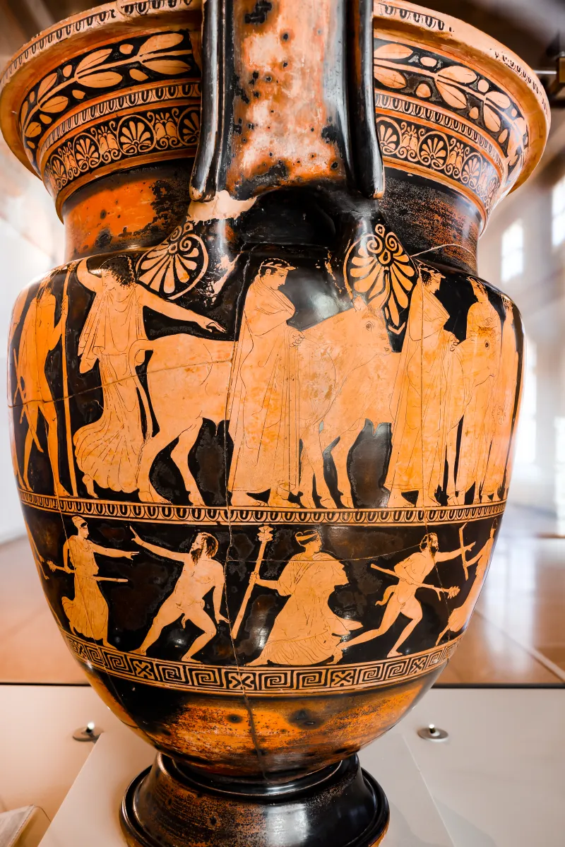 Kleophon Painter - Arv 1143 1 - Sacrifice To Apollon - Return Of Hephaistos - Thiasos Of Satyrs And Maenads - Ferrara Man 44894 - 