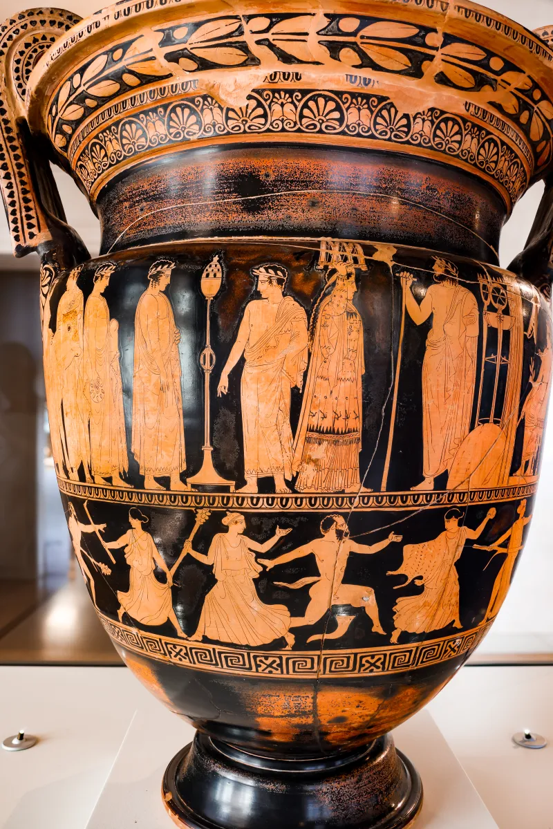 Kleophon Painter - Arv 1143 1 - Sacrifice To Apollon - Return Of Hephaistos - Thiasos Of Satyrs And Maenads - Ferrara Man 44894 - 