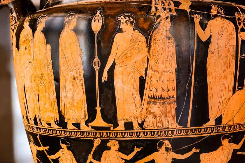 Kleophon Painter - Arv 1143 1 - Sacrifice To Apollon - Return Of Hephaistos - Thiasos Of Satyrs And Maenads - Ferrara Man 44894 - 