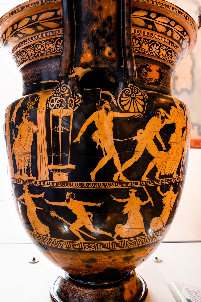 Kleophon Painter - Arv 1143 1 - Sacrifice To Apollon - Return Of Hephaistos - Thiasos Of Satyrs And Maenads - Ferrara Man 44894 - 
