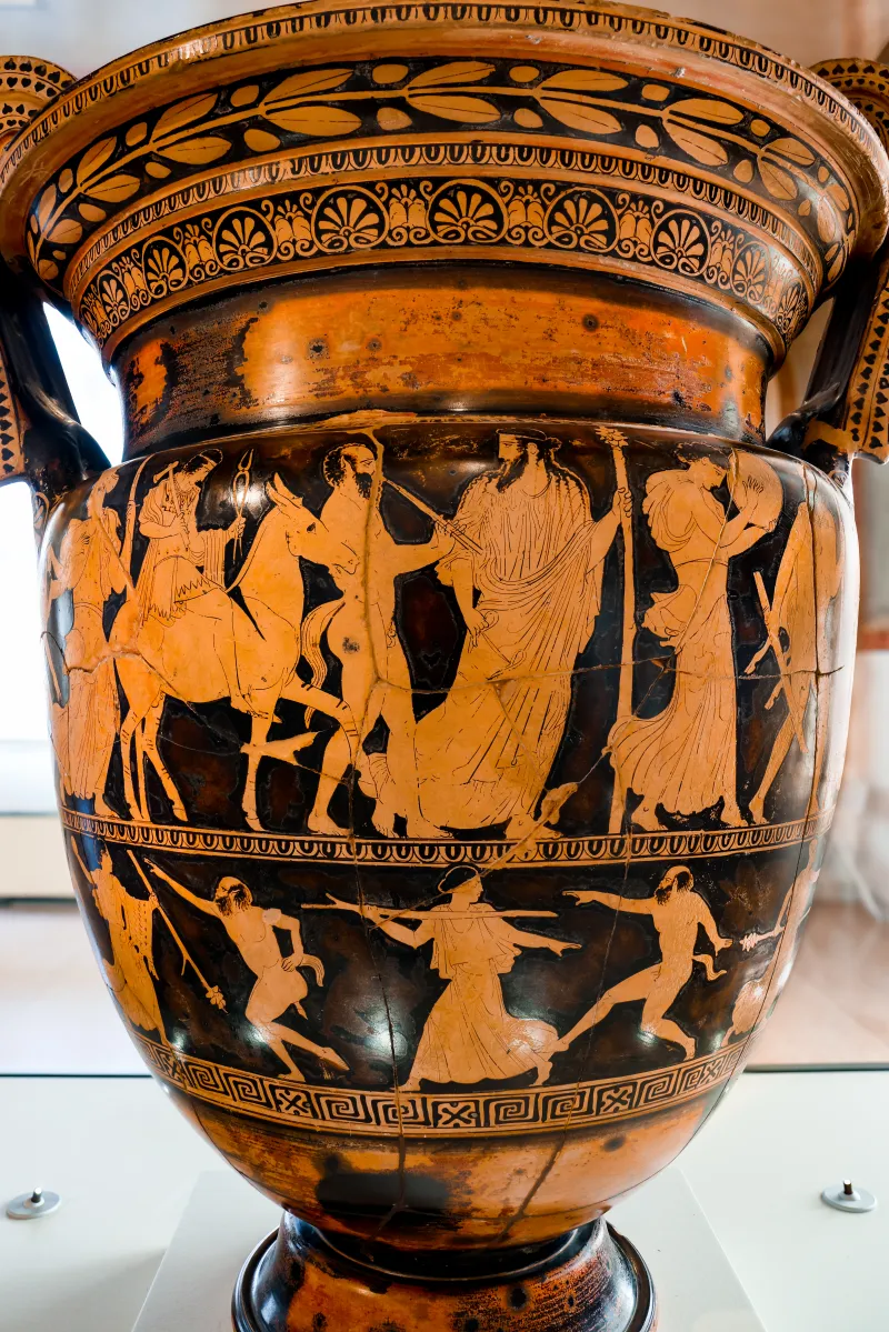 Kleophon Painter - Arv 1143 1 - Sacrifice To Apollon - Return Of Hephaistos - Thiasos Of Satyrs And Maenads - Ferrara Man 44894 - 
