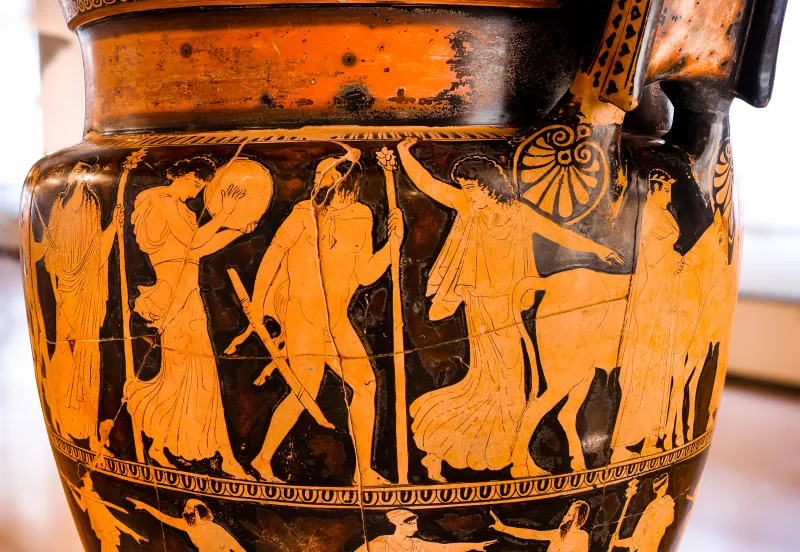 Kleophon Painter - Arv 1143 1 - Sacrifice To Apollon - Return Of Hephaistos - Thiasos Of Satyrs And Maenads - Ferrara Man 44894 - 