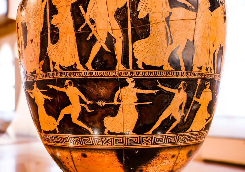 Kleophon Painter - Arv 1143 1 - Sacrifice To Apollon - Return Of Hephaistos - Thiasos Of Satyrs And Maenads - Ferrara Man 44894 - 