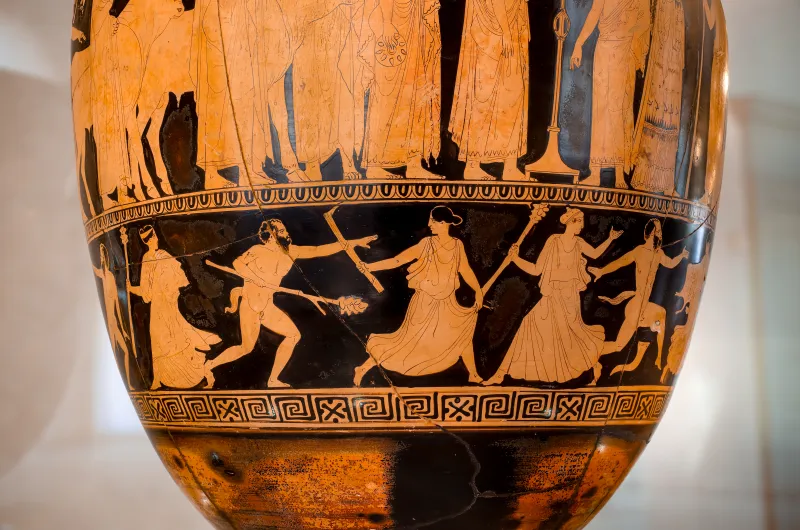 Kleophon Painter - Arv 1143 1 - Sacrifice To Apollon - Return Of Hephaistos - Thiasos Of Satyrs And Maenads - Ferrara Man 44894 - 