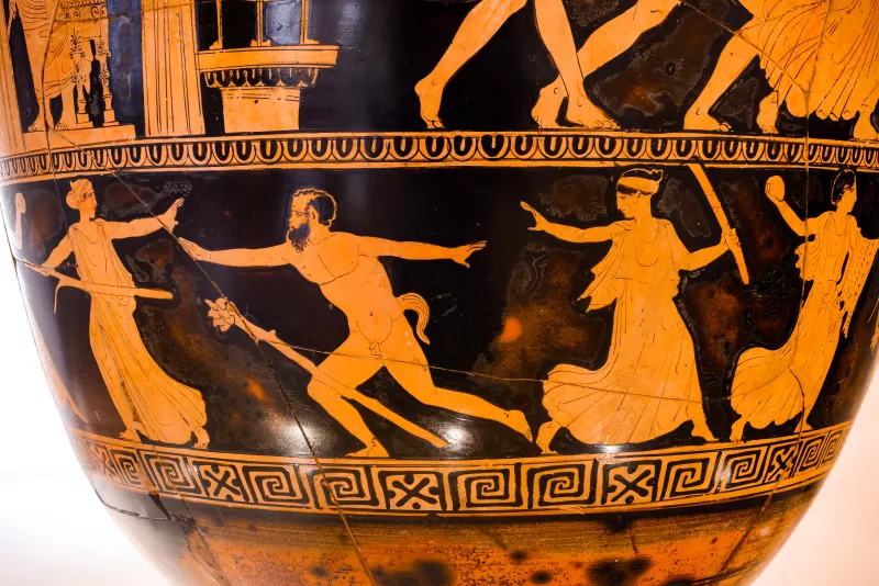 Kleophon Painter - Arv 1143 1 - Sacrifice To Apollon - Return Of Hephaistos - Thiasos Of Satyrs And Maenads - Ferrara Man 44894 - 
